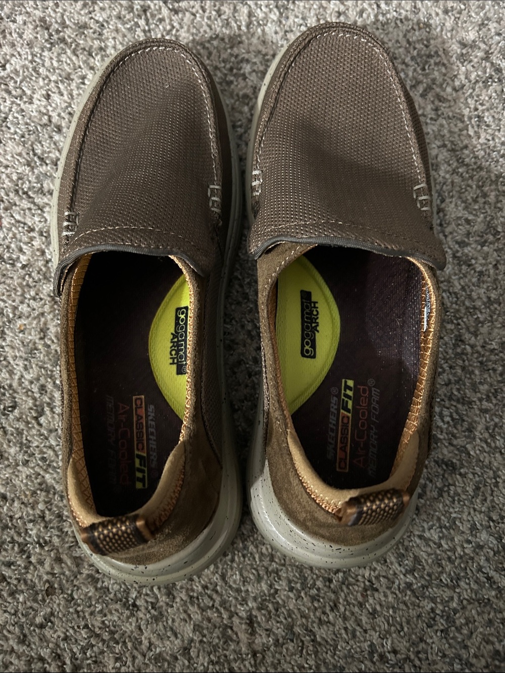 Skechers Men's Brown Mesh & Suede Slip-On Loafers Size 9.5